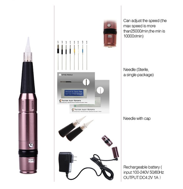 Machine permanente rechargeable de tatouage de batterie de machine de maquillage sans fil 3