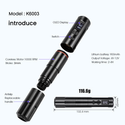 Dermographe sans fil Machine de tatouage électrique Machine de maquillage permanent sans fil Aluminium 2 têtes de batterie Modèle de connecteur RCA fournisseur