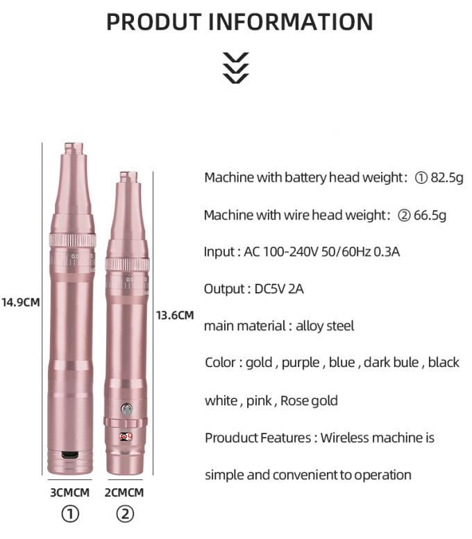 Machine de tatouage de sourcils à batterie professionnelle avec une saillie d'aiguille de 0 à 3,5 mm et une conception sans fil 1