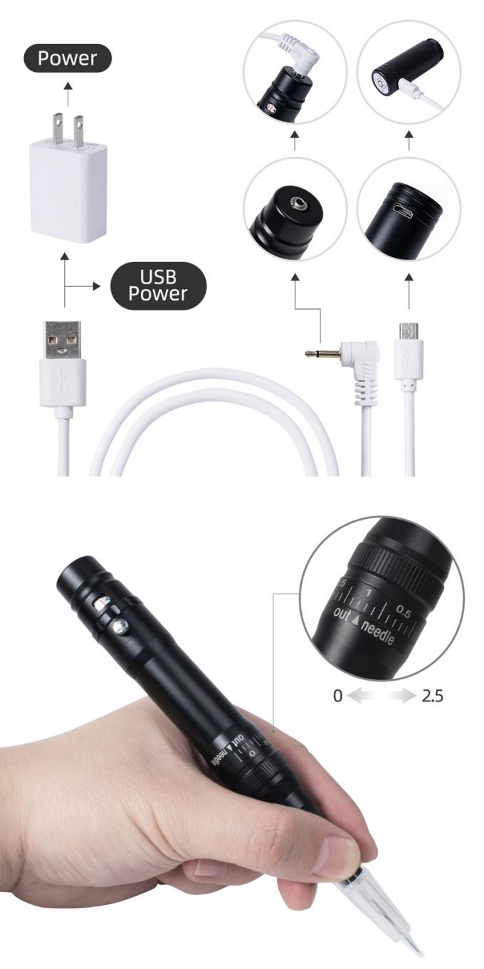 Machine de tatouage de sourcils à batterie professionnelle avec une saillie d'aiguille de 0 à 3,5 mm et une conception sans fil 4