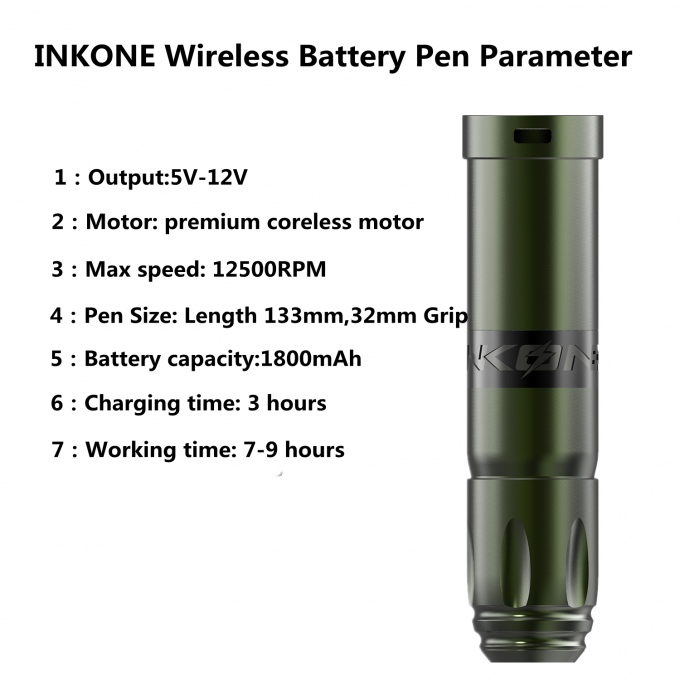 Machine de tatouage sans fil en acier inoxydable 1800mAh NARW Affichage 1-OLED Écran tactile Batterie rotative pistolet de tatouage stylo de tatouage avec puissance RCA 1