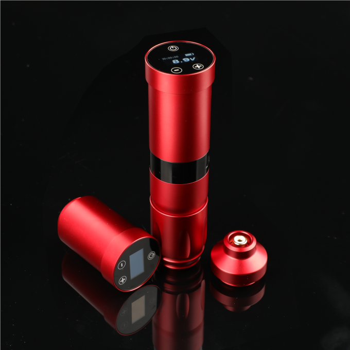 Machine de tatouage sans fil en acier inoxydable 1800mAh NARW Affichage 1-OLED Écran tactile Batterie rotative pistolet de tatouage stylo de tatouage avec puissance RCA 3