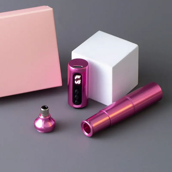 Micropigmentation du cuir chevelu Sourcils lèvres jaunes Cartouches de tatouage rotatives stylo en acier inoxydable avec alimentation électrique par batterie 2