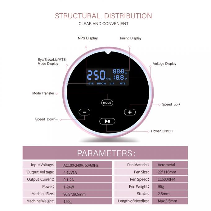 Machine de microblading universelle puissante pour les lèvres et les sourcils Maquillage électrique permanent avec écran tactile et machine rotative 9