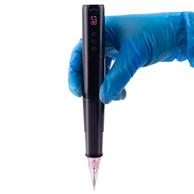 Micropigmentation du cuir chevelu Sourcils lèvres jaunes Cartouches de tatouage rotatives stylo en acier inoxydable avec alimentation électrique par batterie 4