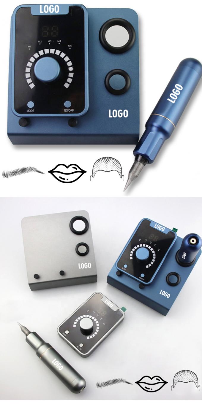 Dispositif de micropigmentation du cuir chevelu de type pistolet électrique SMP avec maquillage permanent et machine de tatouage à moteur suisse en bleu noir 8
