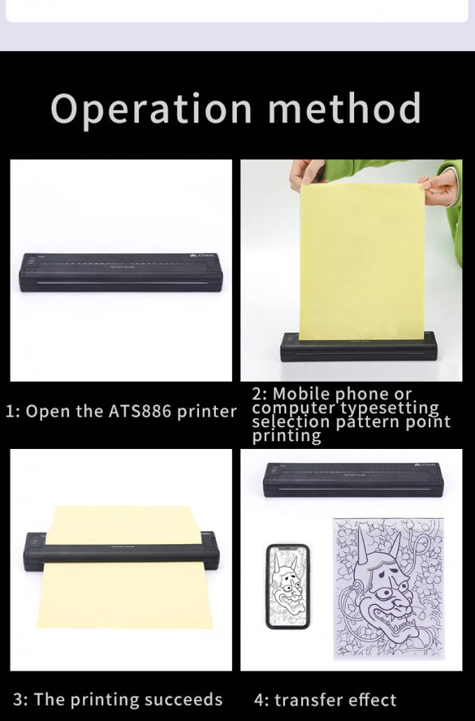 12000mAh Mini imprimante &agrave; pochoirs de tatouage, photocopieuse thermique, imprimante &agrave; transfert sans fil, imprimante de tatouage 8