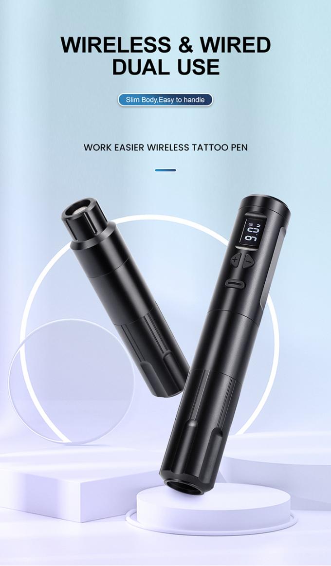 Dermographe sans fil Machine de tatouage &eacute;lectrique Machine de maquillage permanent sans fil Aluminium 2 t&ecirc;tes de batterie Mod&egrave;le de connecteur RCA 0