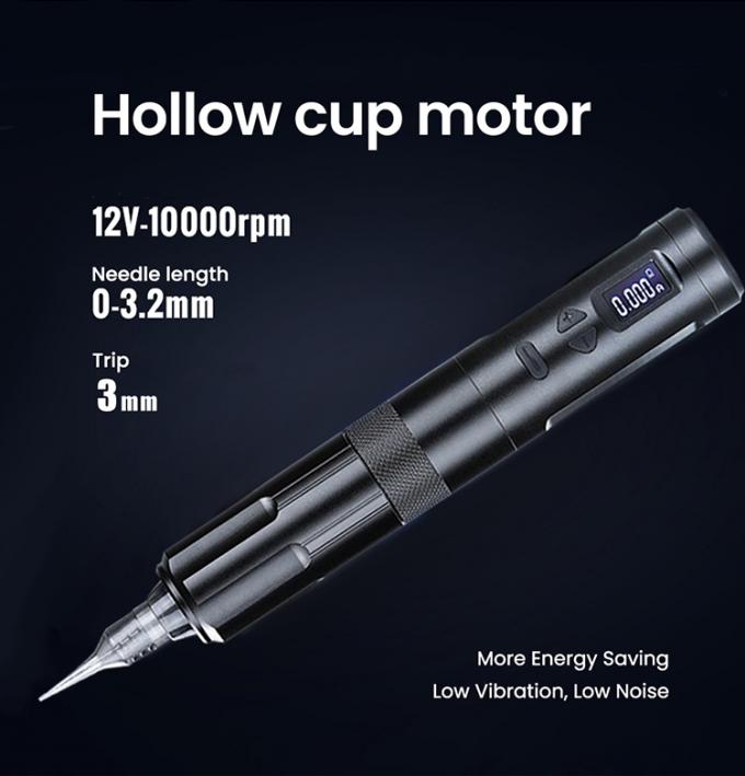 Dermographe sans fil Machine de tatouage &eacute;lectrique Machine de maquillage permanent sans fil Aluminium 2 t&ecirc;tes de batterie Mod&egrave;le de connecteur RCA 6