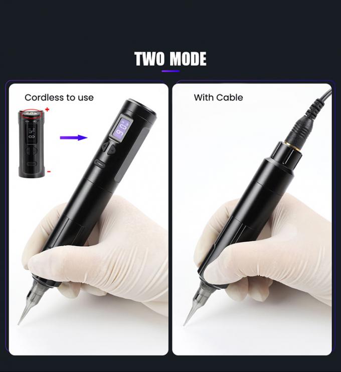 Dermographe sans fil Machine de tatouage &eacute;lectrique Machine de maquillage permanent sans fil Aluminium 2 t&ecirc;tes de batterie Mod&egrave;le de connecteur RCA 8