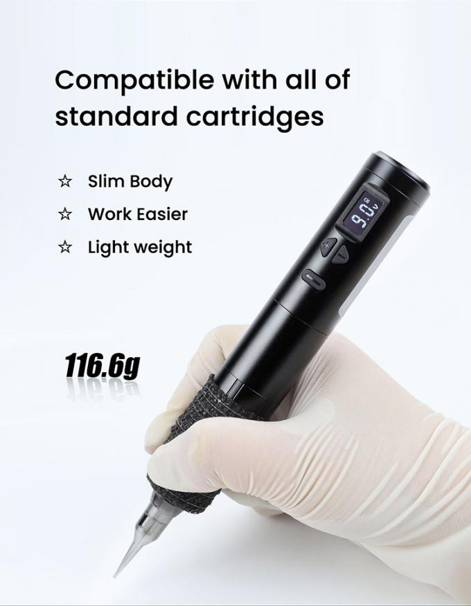 Dermographe sans fil Machine de tatouage &eacute;lectrique Machine de maquillage permanent sans fil Aluminium 2 t&ecirc;tes de batterie Mod&egrave;le de connecteur RCA 12