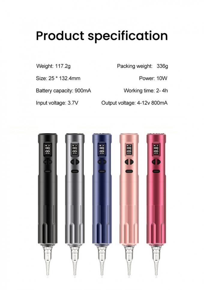 Dermographe sans fil Machine de tatouage &eacute;lectrique Machine de maquillage permanent sans fil Aluminium 2 t&ecirc;tes de batterie Mod&egrave;le de connecteur RCA 16