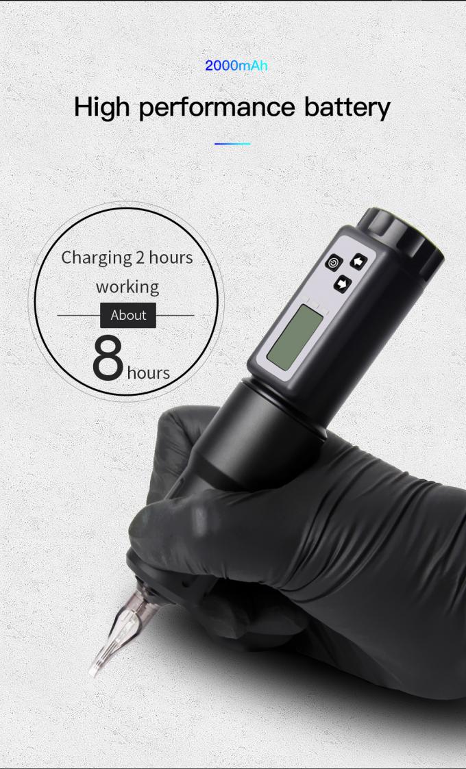 Affichage LCD &eacute;lectrique 2000mAh Batterie Pistolet de tatouage RCA Machine de tatouage rotative sans fil 10