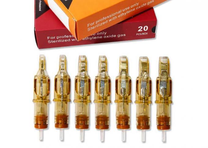 20 pièces/boîte Aiguilles de tatouage pour sourcils, cartouche jaune, maquillage permanent 0